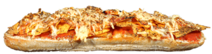 Pizza Baguette mit Nachos und Käse überbacken