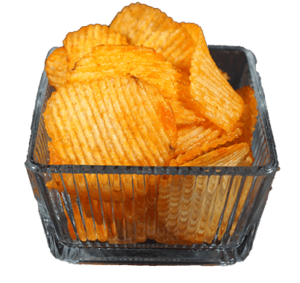 VIPA Chips in einer transparenten Snackbox Schale