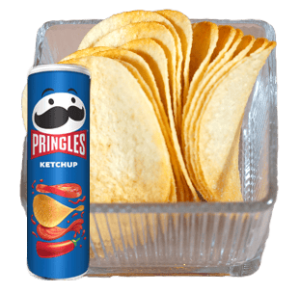 Pringles Ketchup in einer transparenten Snackbox-Schale