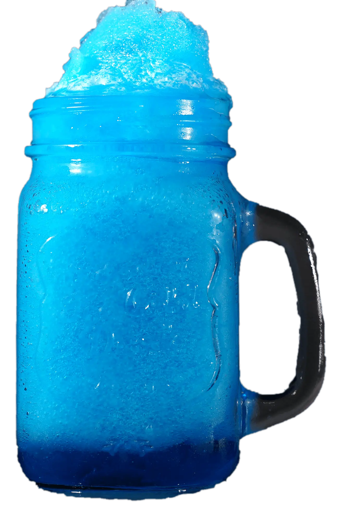 Ein Glas mit Slush Eis und Blue Curacao