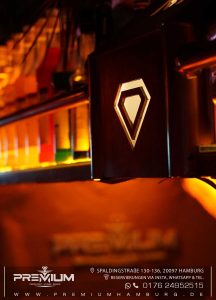 Premium Shisha Bar Hamburg mit dem leuchtenden Diamant-Logo. Erlebe den Luxus unserer Shisha Bar Premium Hamburg.